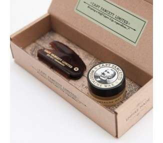 Captain Fawcett's Sandalwood Scent Moustache Wax & Folding Pocket Moustache Comb Gift Set - Made in England