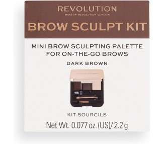 Makeup Revolution Brow Sculpt Kit Dark Brown Eyebrow Palette Box 2.2 gr