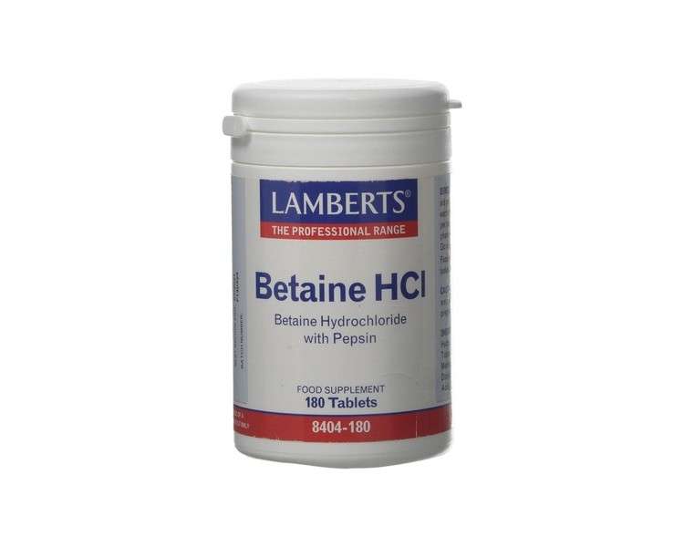 Lamberts Betaine HCl 324mg Pepsin 5mg 180 Tablets 169.9g