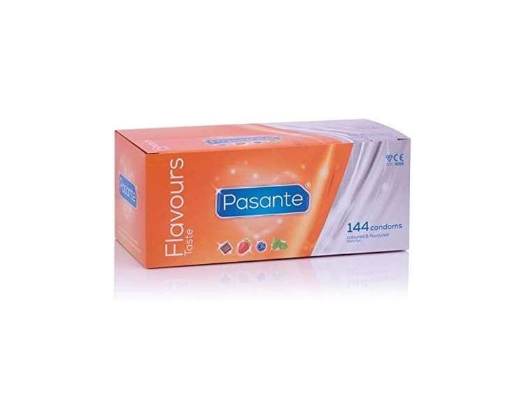 Pasante Taste Flavored Condoms for Oral Sex Blueberry Strawberry Mint Chocolate 144 Pieces