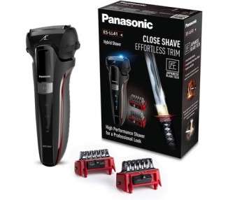 Panasonic ES-LL41 Hybrid Shaver 3-in-1 for Shaving, Trimming, and Styling with 2 Attachments Black