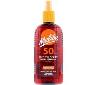 Malibu Sun SPF 50 Non-Greasy Dry Oil Spray for Tanning High Protection Water Resistant 200ml