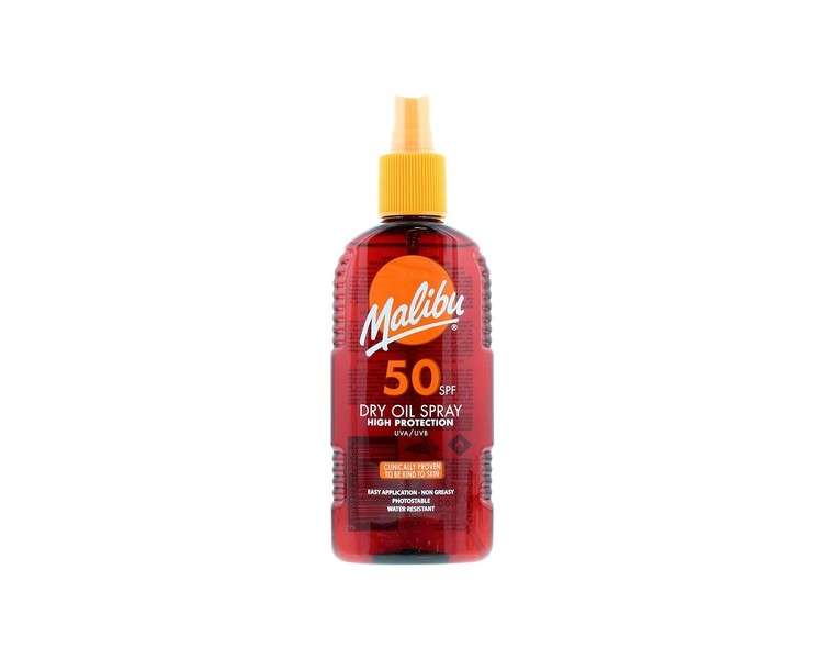 Malibu Sun SPF 50 Non-Greasy Dry Oil Spray for Tanning High Protection Water Resistant 200ml