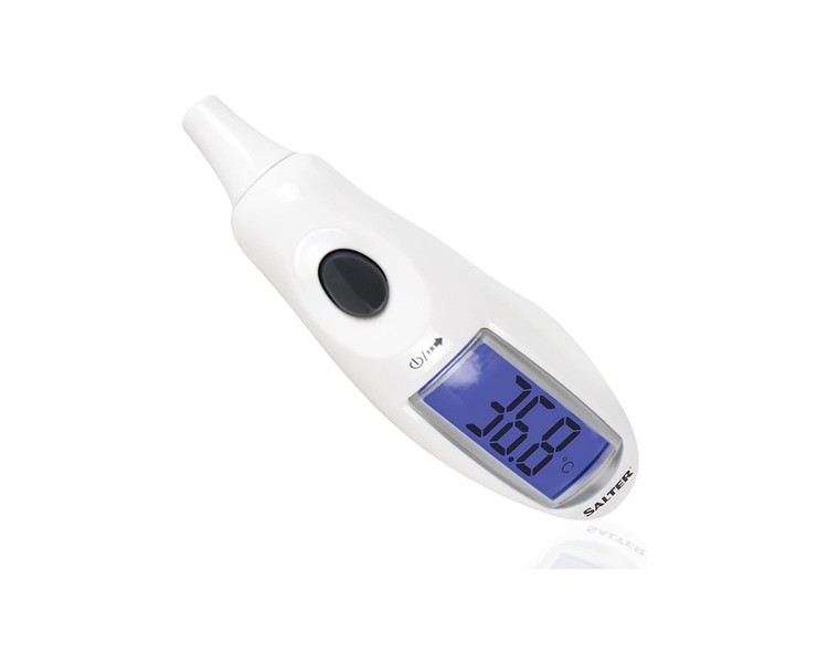 Salter TE-150-EU Digital Ear Thermometer with Jumbo Display and Non-Contact Infrared Measurement Night Mode Fever Alarm