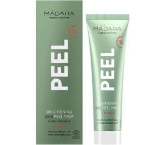 MÁDARA Organic Skincare Brightening AHA Face Peel Mask 60ml with Fruit Acids Vitamin C and Lactic Acid Exfoliating Brightening Vegan Ecocert Certified