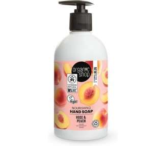 Organic Shop Nourishing Hand Soap Rose and Peach 500ml