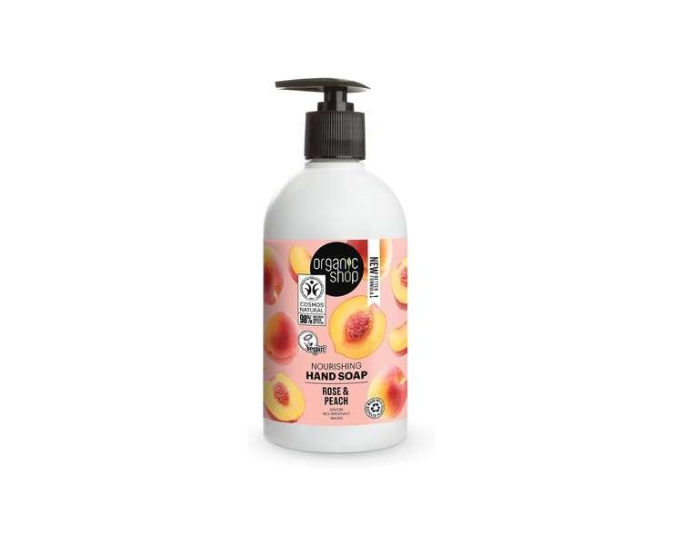 Organic Shop Nourishing Hand Soap Rose and Peach 500ml