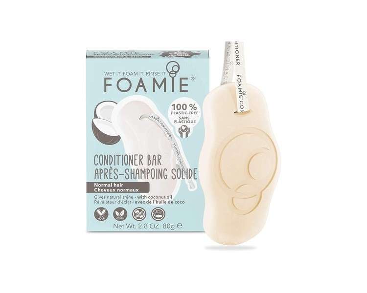 Foamie Solid Conditioner for Normal Hair & Curls with Coconut Oil 80g - 100% Vegan and Plastic-Free