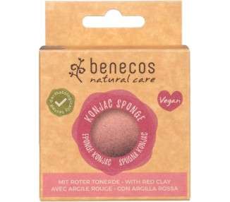 Benecos Natural Cosmetics Konjac Sponge Red Clay 100% Biodegradable
