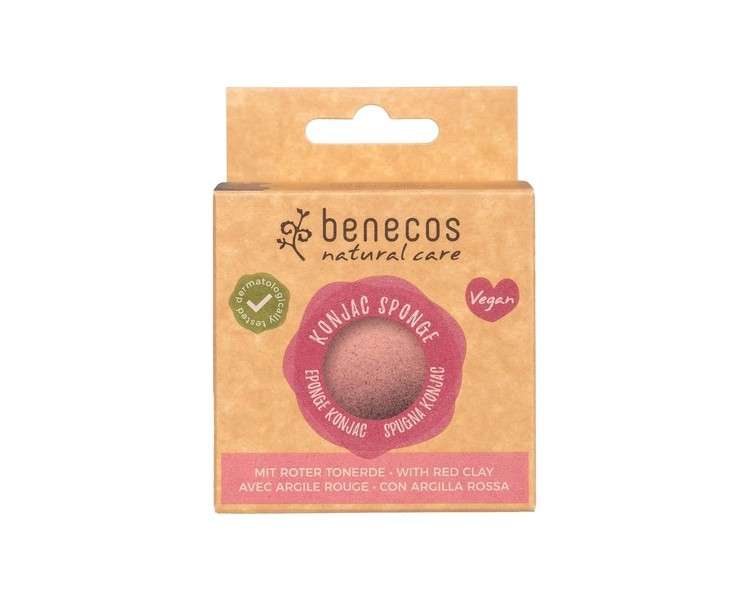 Benecos Natural Cosmetics Konjac Sponge Red Clay 100% Biodegradable