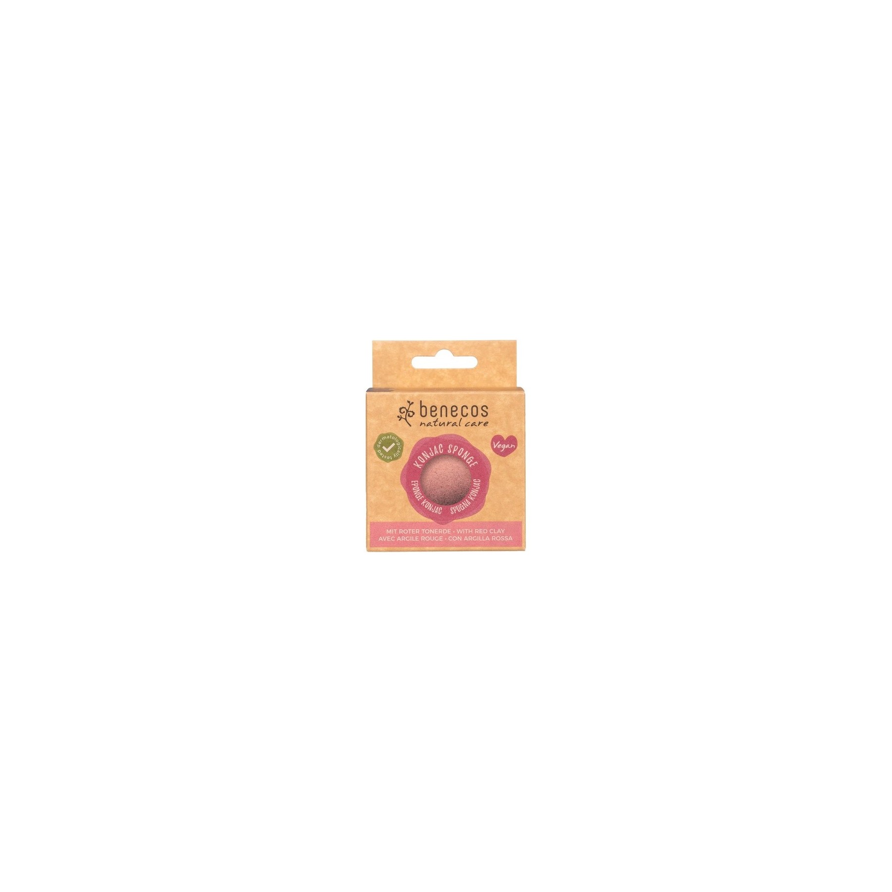 Benecos Natural Cosmetics Konjac Sponge Red Clay 100% Biodegradable