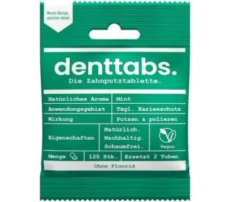 DENTTABS Stevia Mint Toothpaste Tablets Fluoride-Free 125 Tablets