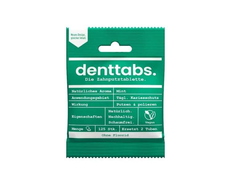 DENTTABS Stevia Mint Toothpaste Tablets Fluoride-Free 125 Tablets