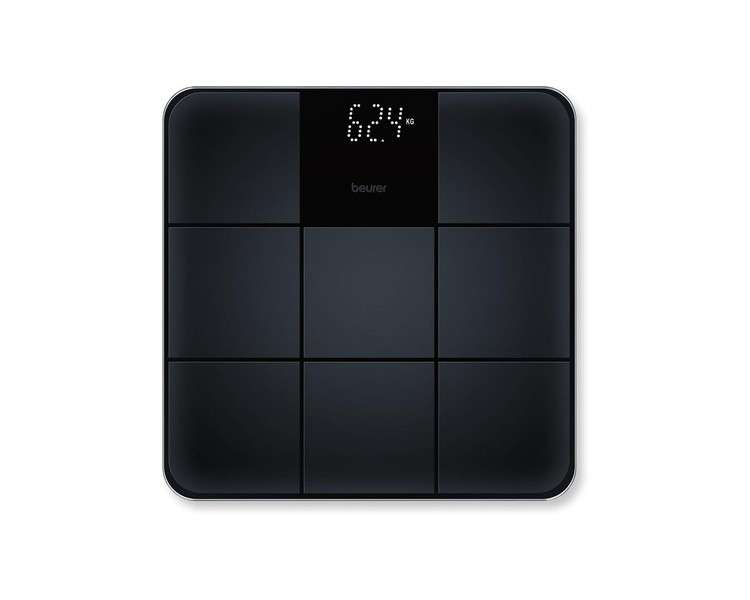 Beurer GS 235 Glass Scale with Magic Display and Anti-Slip Surface in Matte Tile Design Black