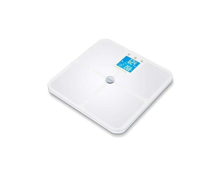 Beurer BF 950 White Diagnostic Scale - Measures Body Fat, Body Water, Muscle Mass, and Bone Mass - Calculates Caloric Needs and BMI - Bluetooth App Connectivity with Certified Data Protection