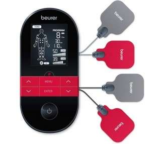 Beurer EM59 Digital TENS/EMS Device with Heat 4-in-1 Stimulation for Pain Therapy, Muscle Stimulation, Massage and Heat Therapy 4 Electrodes 70 Programmes 50 Intensity Levels