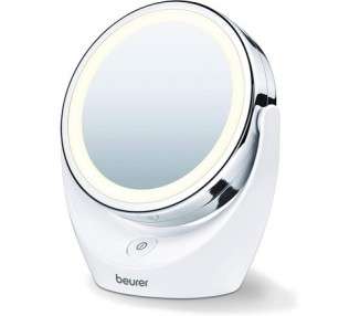 Beurer BS49 Illuminated Vanity Mirror Rotatable Make-Up Mirror with Normal and 5x Magnification Battery Operated LED Cosmetic Mirror Ideal for Make-Up or Shaving