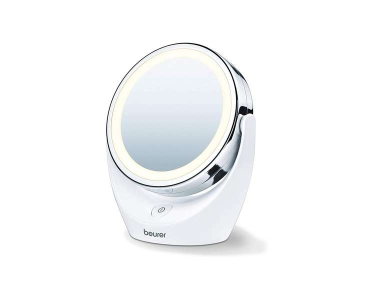 Beurer BS49 Illuminated Vanity Mirror Rotatable Make-Up Mirror with Normal and 5x Magnification Battery Operated LED Cosmetic Mirror Ideal for Make-Up or Shaving
