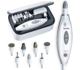 Beurer MP 41 Manicure/Pedicure Set with 7 Attachments and LED Light - White