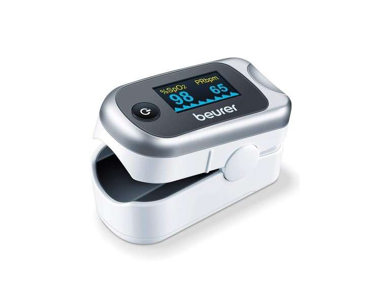 Beurer PO 40 Pulse Oximeter for Measuring Oxygen Saturation, Heart Rate, and Perfusion Index - Gray