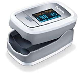 Beurer PO 30 Pulse Oximeter Grey/White - Measures Heart Rate and Arterial Oxygen Saturation 61x36x32mm - Single