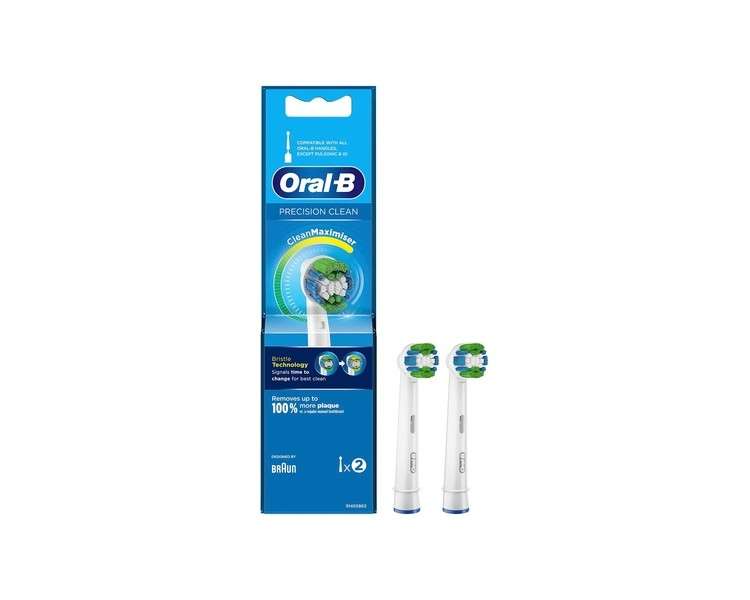 Oral-B Precision Clean Replacement Heads with CleanMaximiser Technology 2 Pieces Green Yellow