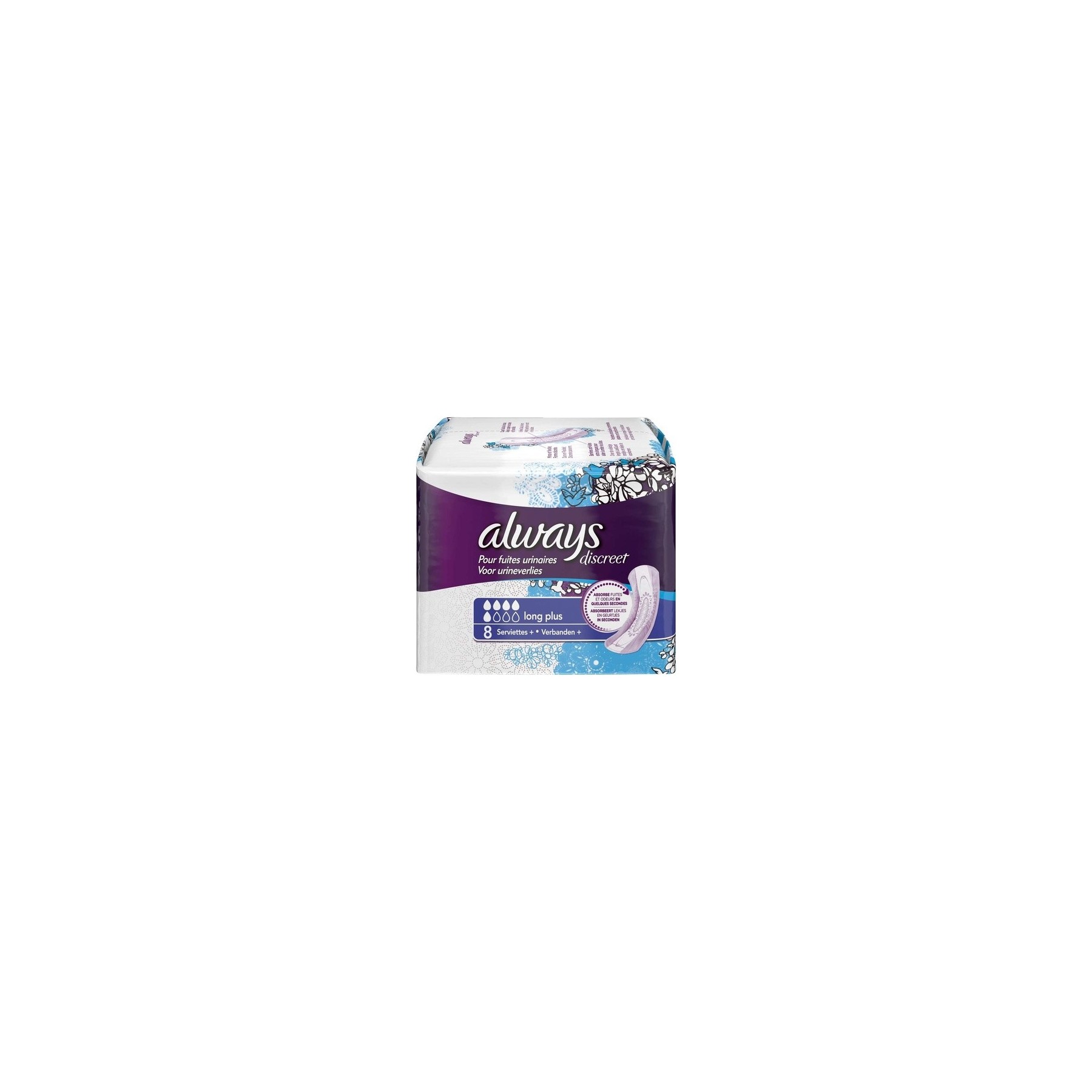 Always Discreet Long Plus Napkins for Bladder Weakness and Incontinence 8 Pieces
