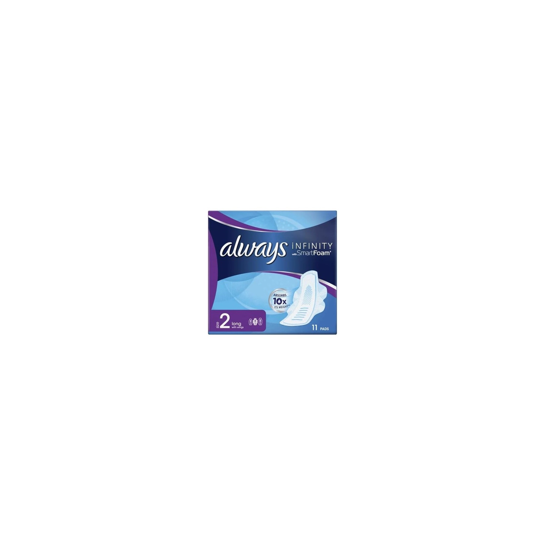 Always Infinity Long Sanitary Towels with Wings 11 per Pack