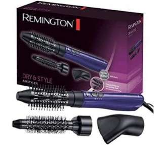 Remington Dry & Style AS800 Hot Air Styler with Styling Nozzle Attachment 38mm and 21mm Round Brush Attachments Purple/Black