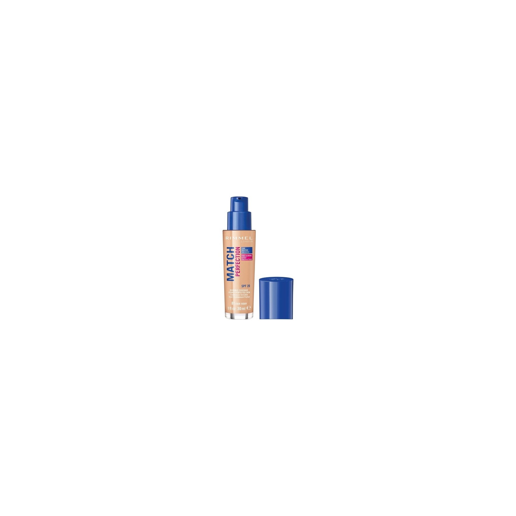 Rimmel London Match Perfection Liquid Foundation with Smart-tone Technology and SPF 20 Formula 30ml Fair Ivory