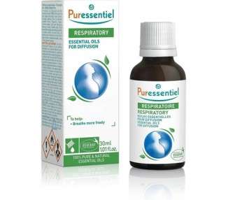 Puressentiel Respiratory Blend Essential Oils for Diffuser 30ml - Aromatherapy Purifying and Soothing