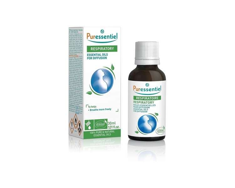 Puressentiel Respiratory Blend Essential Oils for Diffuser 30ml - Aromatherapy Purifying and Soothing