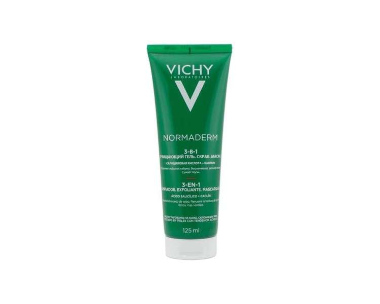 Vichy Normaderm 3-in-1 Scrub Cleanser Mask Cream for Sensitive Skin 125ml