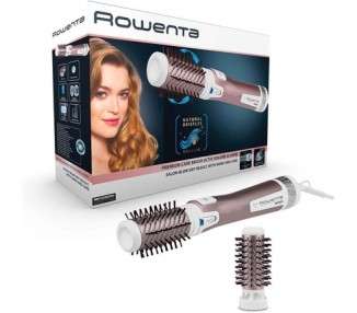 Rowenta CF9540 Brush Activ Premium Care Hot Air Brush with Natural Bristles and Cashmere-Keratin Coating 2 Attachments White 1000W Rotating Ionizing Natural Bristles