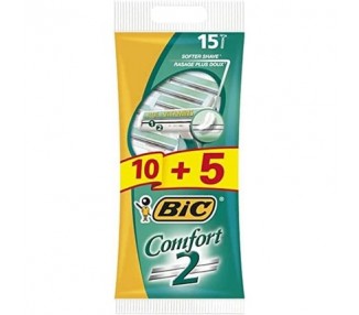 BIC Comfort 2 Disposable Razors for Men 15 pcs