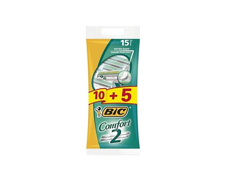 BIC Comfort 2 Disposable Razors for Men 15 pcs