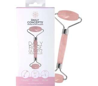 Daily Concepts Daily Rose Quartz Facial Roller Helps Flush Lymphatic System Increase Circulation Reduce Puffiness and Purify Face Vegan 150g