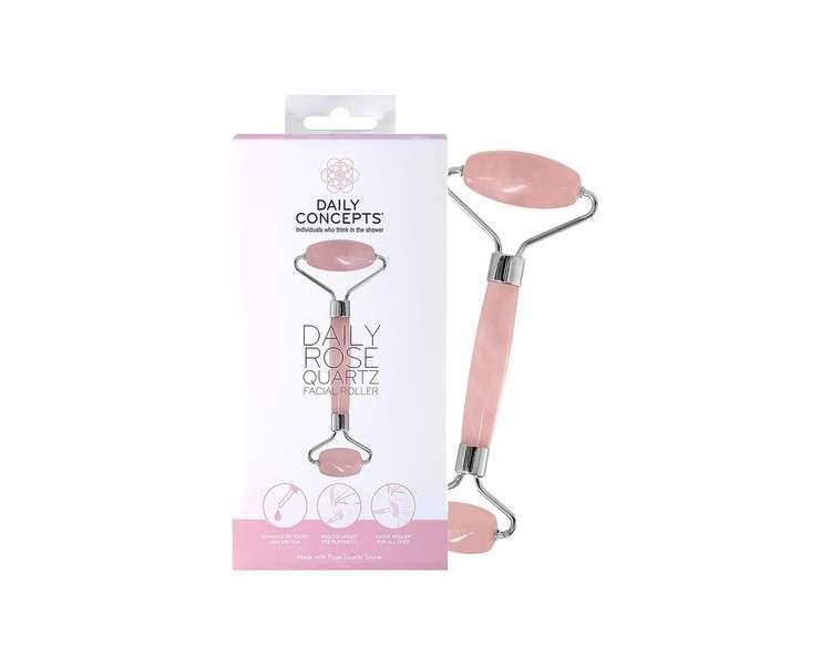 Daily Concepts Daily Rose Quartz Facial Roller Helps Flush Lymphatic System Increase Circulation Reduce Puffiness and Purify Face Vegan 150g