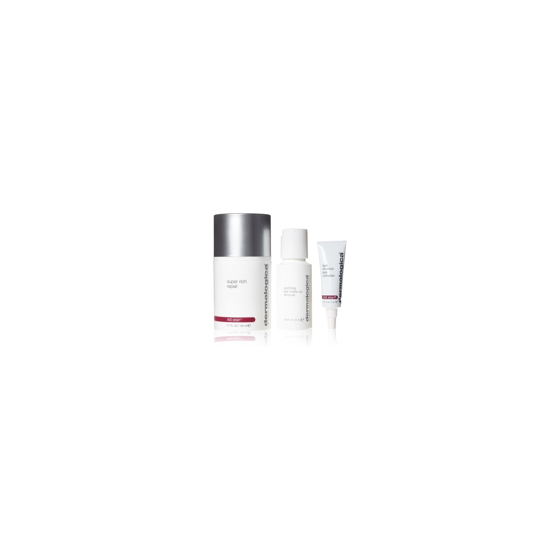 Dermalogica Super Rich Repair 1.7oz Soothing Eye Makeup Remover 1oz and Age Reversal Eye Complex 0.17oz