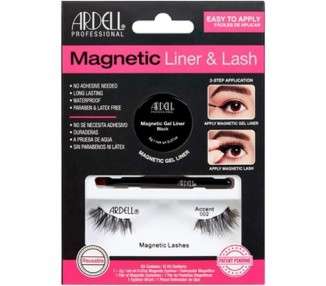 ARDELL Professional Magnetic Liner & Lash Accent 002 Black Reusable Real Hair Magnetic Eyelashes with Gel Eyeliner and Brush Applicator
