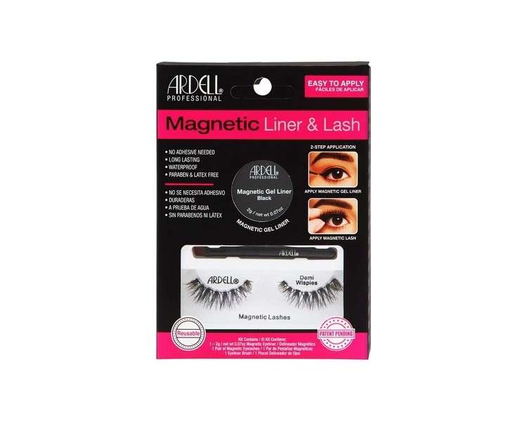 ARDELL Professional Magnetic Demi Wispies Real Hair False Eyelashes with Gel Eyeliner - Reusable Cat Eye Lashes