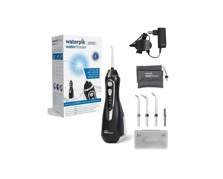 Waterpik Cordless Advanced Waterflosser with 4 Tips and 3 Pressure Settings Induction Charging System Black 1 Pack