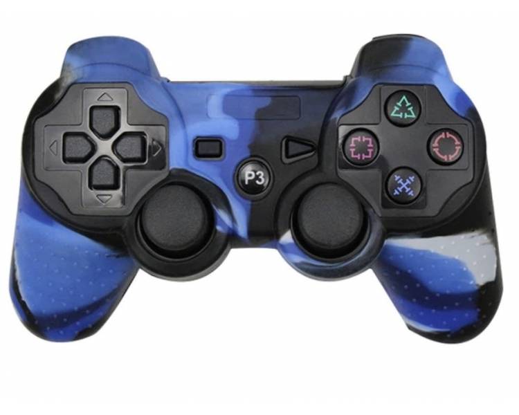 Funda Protectora Silicona Para Mando Playstation 3 Ps3 Azul Con Blanco