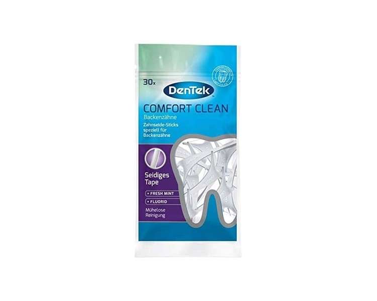 Dentek Comfort Clean Dental Floss Sticks for Back Teeth Mint Flavor Fluoride Toothpicks 30 Sticks
