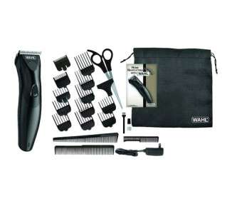 WAHL Haircut & Beard Cordless Rechargeable Waterproof Trimmer with 10 Guide Combs, Comb, and Scissors