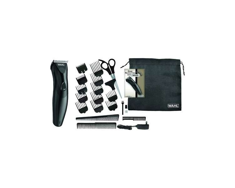 WAHL Haircut & Beard Cordless Rechargeable Waterproof Trimmer with 10 Guide Combs, Comb, and Scissors