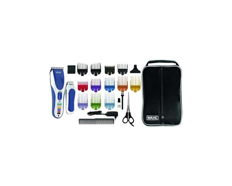 WAHL Color Pro Cordless Hair Clipper for Beginners with Self-Sharpening Waterproof Blade and Accessories - Bundle with Travel Shaver Razor for Men and 8 Color-Coded Combs