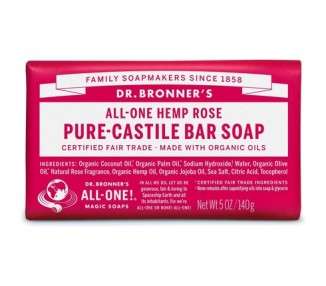 Dr Bronner's 3-in-1 Rose Pure Castile Bar Soap 140g