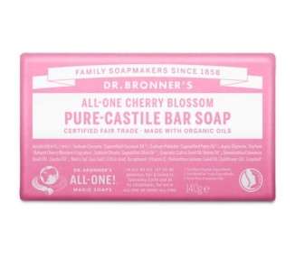 Dr Bronner's Cherry Blossom Pure-Castile Bar Soap with Organic Ingredients and Essential Oils 140g
