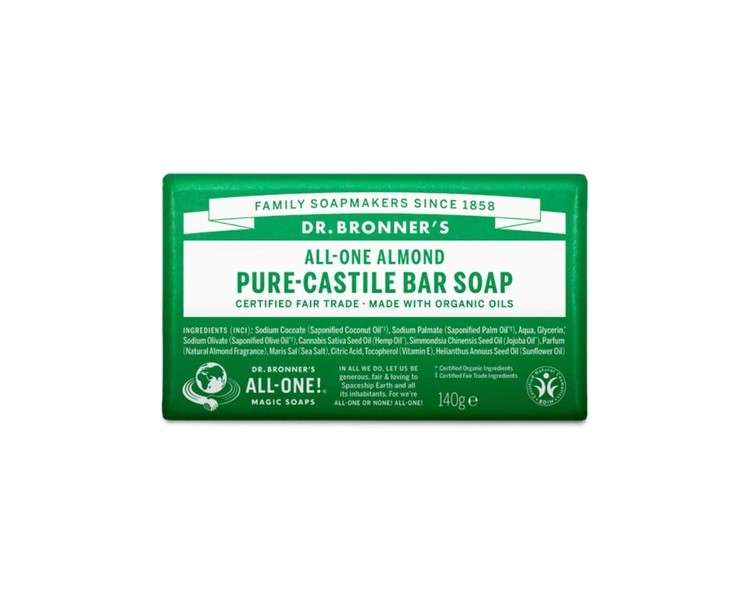 Dr Bronner's Almond Pure Castile Bar Soap 140g